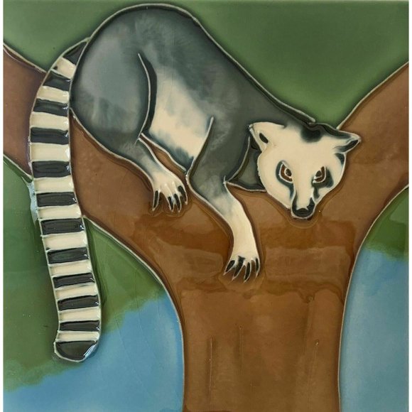Jaco Other - Ring Tailed Lemur Decorative Ceramic Wall Art Tile 8x8 New